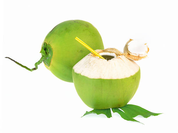 istock Green coconut isolated on white background 613531800