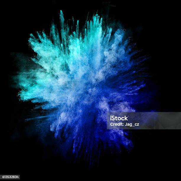 Explosion Of Colored Powder On Black Background Stock Photo - Download Image Now - Exploding, Paint, Dust