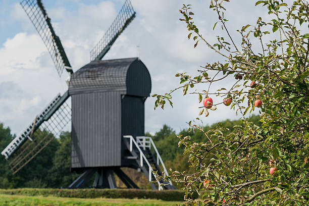 Old windmill in the renovated historic fortress town of Bourtange in Groningen, the Netherlands.