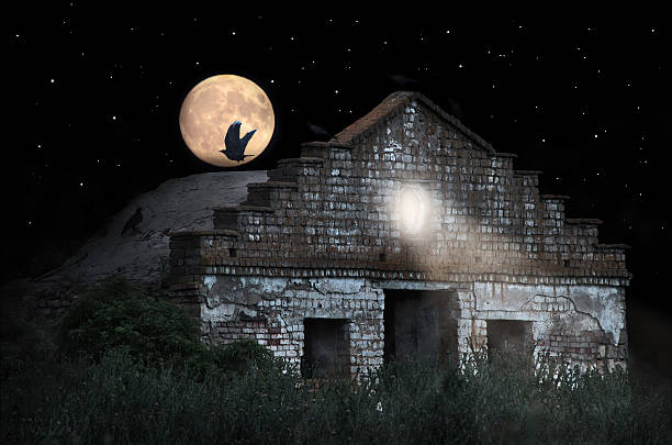 istock Halloween spooky old house with haunted 613534328