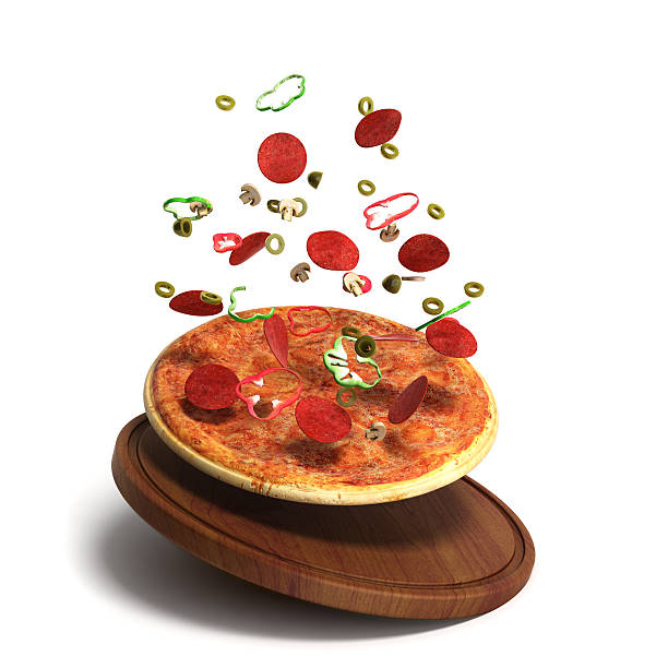 istock Delicious italian pizza 3d render over white 613537064