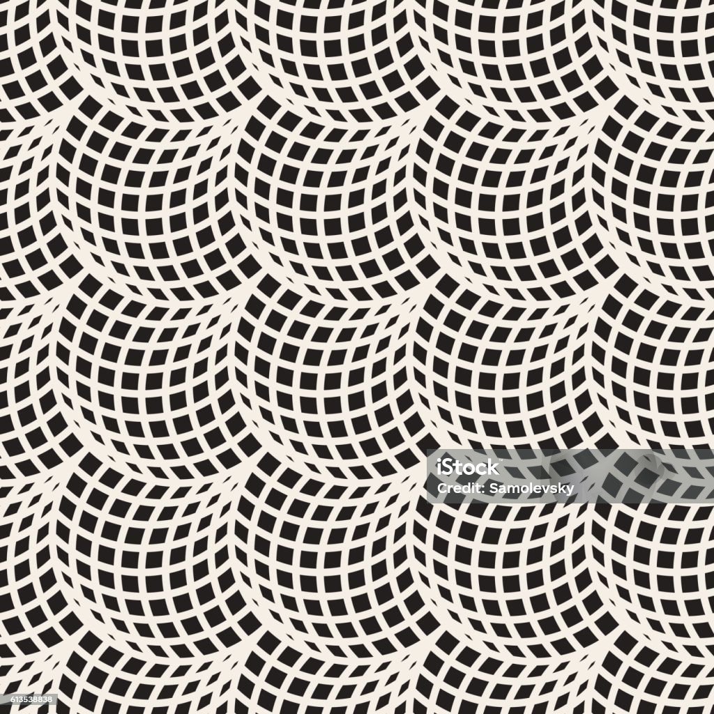 Vector Seamless Black And White Arc Shape Line Lattice Pattern Stock ...