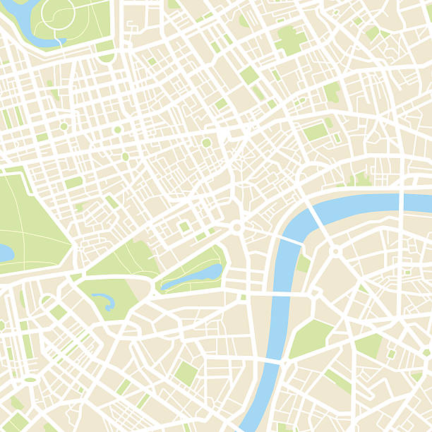 illustrazioni stock, clip art, cartoni animati e icone di tendenza di astratto città mappa-illustrazione - luogo non identificato