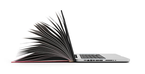 creative E-learning Concept Book and Laptop stock photo