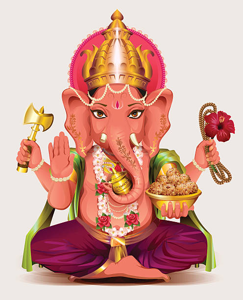 ilustraciones, imágenes clip art, dibujos animados e iconos de stock de ganesha dios indio de la sabiduría y la riqueza - indian god