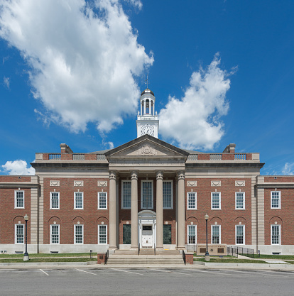 Independence, Missouri, USA - August 14, 2016: Facade of the Truman Courthouse, also known as the Jackson County Courthouse in Missouri