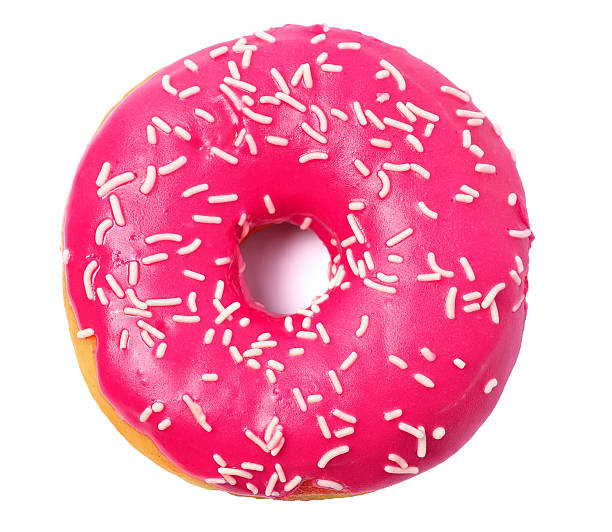 istock Pink donut isolated on white background 613546758