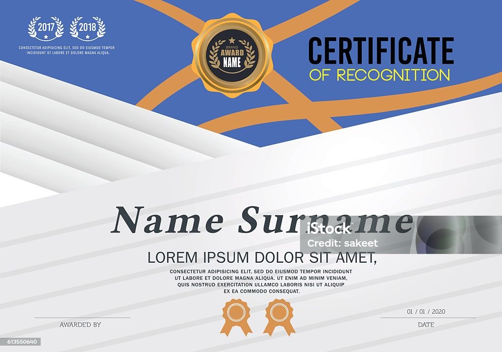 Recognitiond Design Certificate Of Recognition Frame Design Template Stock Illustration ...