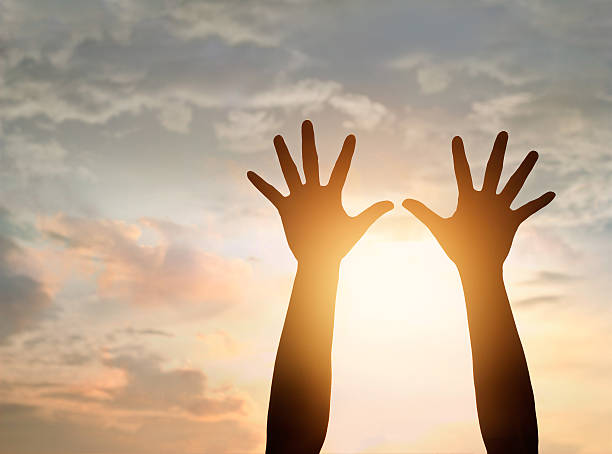 istock Respect and pray on nature background 613550644