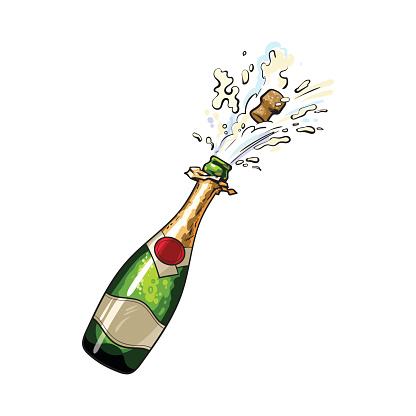 Champagne bottle with cork popping out