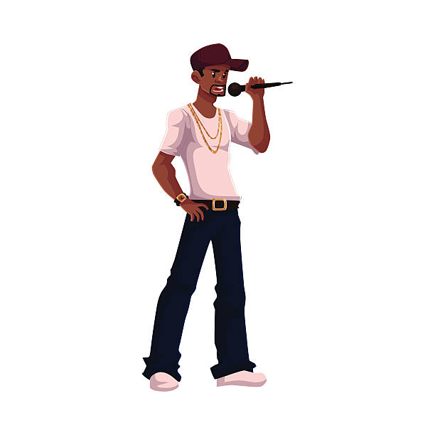 młody afrykański mężczyzna piosenkarz trzymający mikrofon - full song stock illustrations