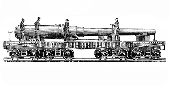A railway gun, also called a railroad gun, is a large artillery piece, often surplus naval artillery, mounted on, transported by, and fired from a specially designed railway wagon.