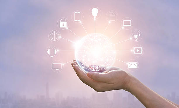 istock Hands holding circle global network connection, Omni Channel 613552506
