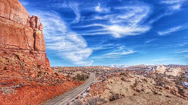 Sky, Clouds, Open Curved Road Highway Arches National Park