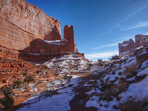 istock Courthouse Towers, Park Avenue Arches National Park 613553596