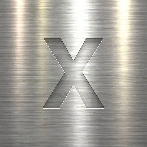 Vector illustration of Alphabet X Design - Letter on Metal Texture Background