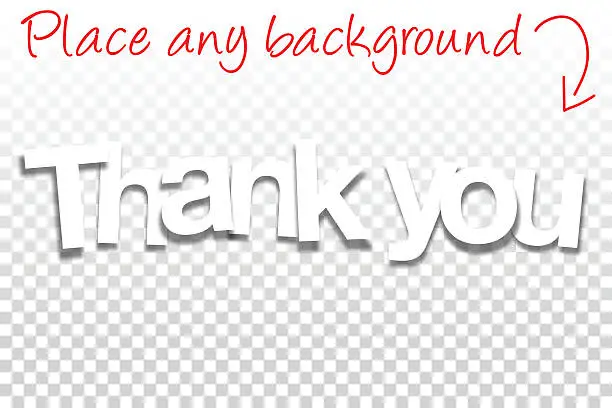 Vector illustration of Thank You Sign for Design - Paper Font, Blank Background