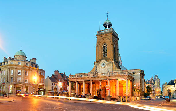 istock Northampton town centre at night. Allsaints church. 613556052