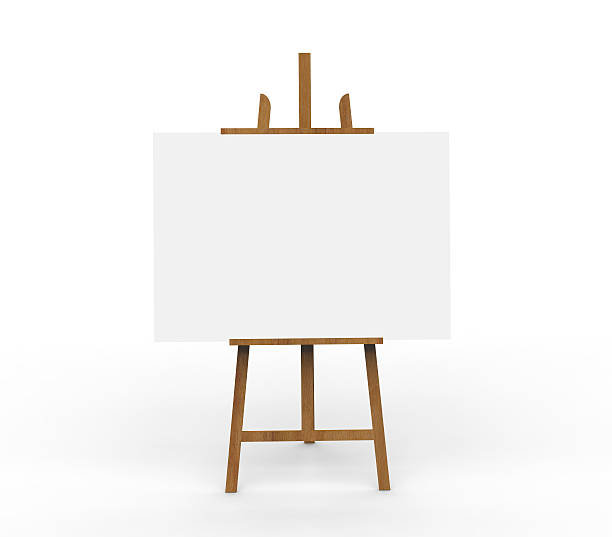 istock 3D illustration ob blank canvas on a wooden easel 613558282
