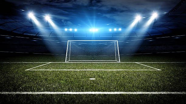 Soccer stadium and goal post The imaginary soccer stadium and goal post are modelled and rendered. goal post stock pictures, royalty-free photos & images