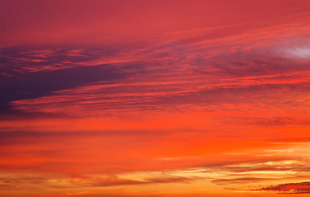 istock Beautiful fiery orange and red apocalyptic sunset sky. 613559208