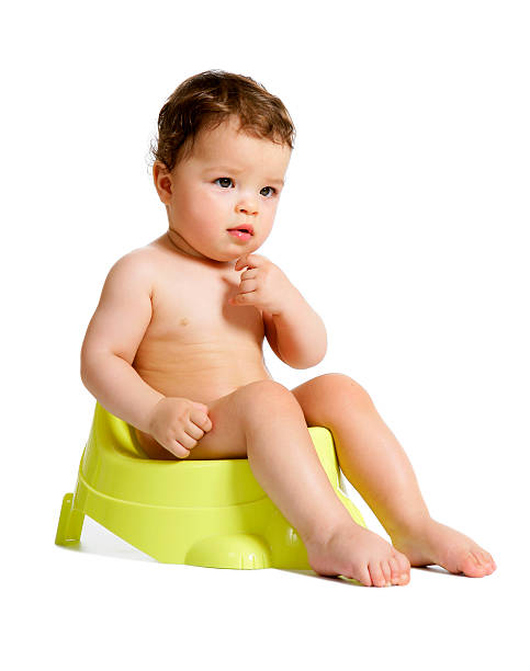 istock Baby girl on a potty 613560592
