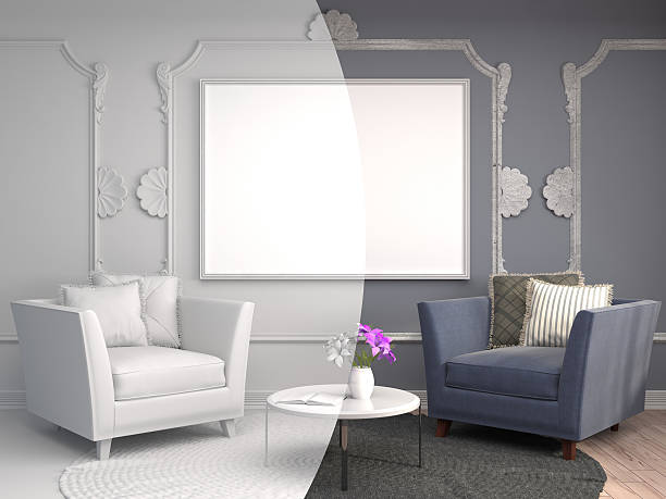 istock interior with chair. 3d illustration 613560644