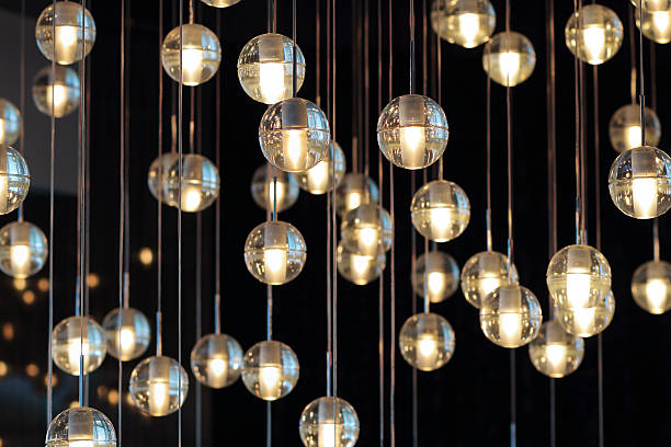 istock lamps on the dark background, selective focus, horizontal 613560960