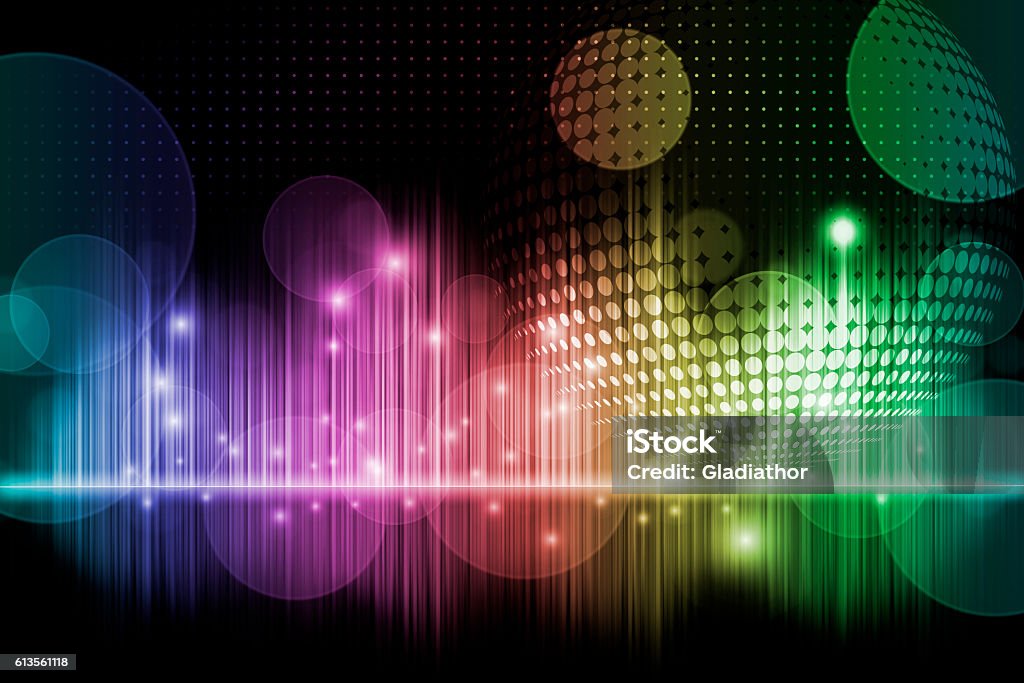 Rainbow music background Vibrant color music themed background. Nightclub Stock Photo