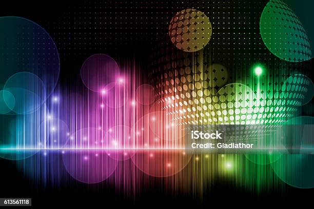 Rainbow Music Background Stock Photo - Download Image Now - Nightclub, Disco Dancing, Abstract