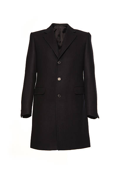 istock Black men's winter coat on a white background 613649656