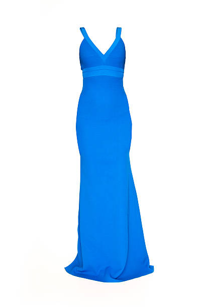 istock blue evening dress on a white background 613650196