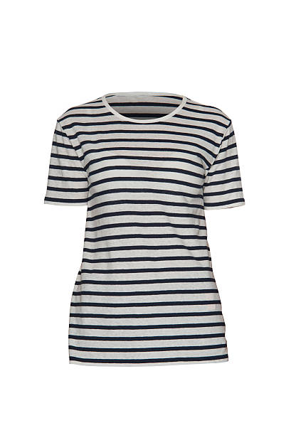 istock Women's striped T-shirt on a white background 613650402