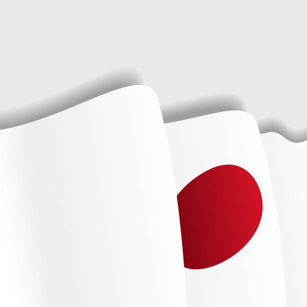 японский развевающийся флаг. векторная иллюстрация. - japanese flag flag japan illustration and painting stock illustrations