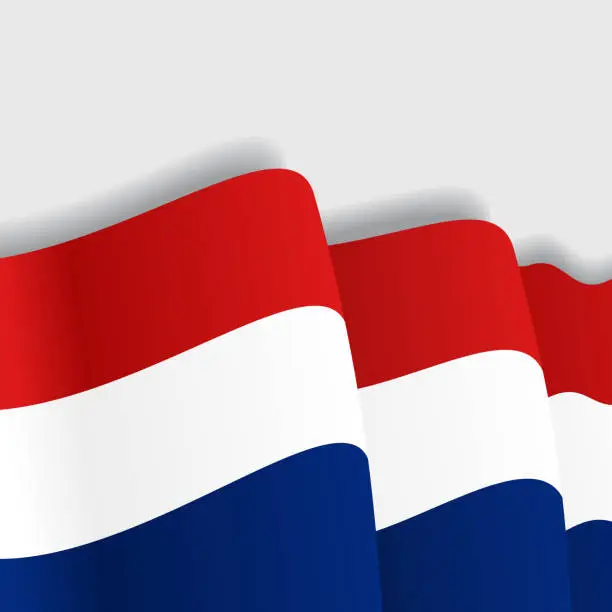 Vector illustration of Dutch waving Flag. Vector illustration.