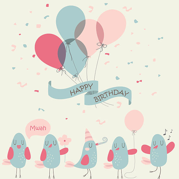 twitterbirdsbirthday - twitter bird elegance blue stock illustrations