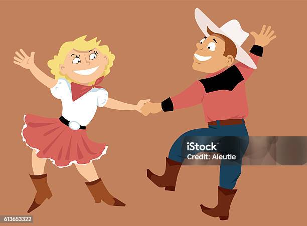 Western Swing Dance Stock Illustration - Download Image Now - Cowgirl, Adult, American Culture