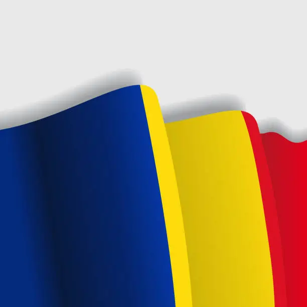 Vector illustration of Romanian waving Flag. Vector illustration.