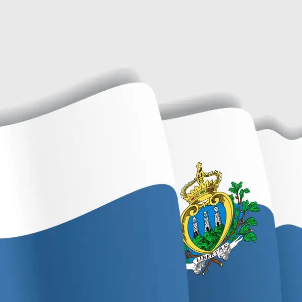 Vector illustration of San Marino waving Flag. Vector illustration.