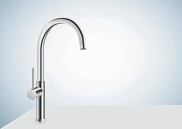 Vector illustration of Silver chrome kitchen faucet.