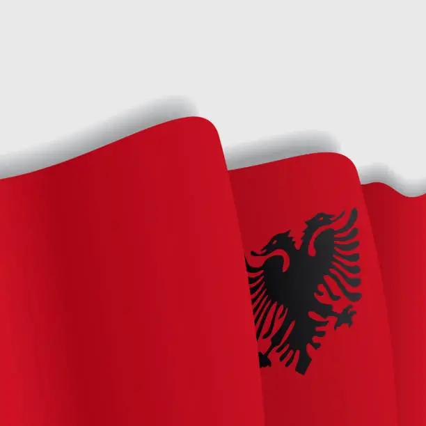 Vector illustration of Albanian waving Flag. Vector illustration.