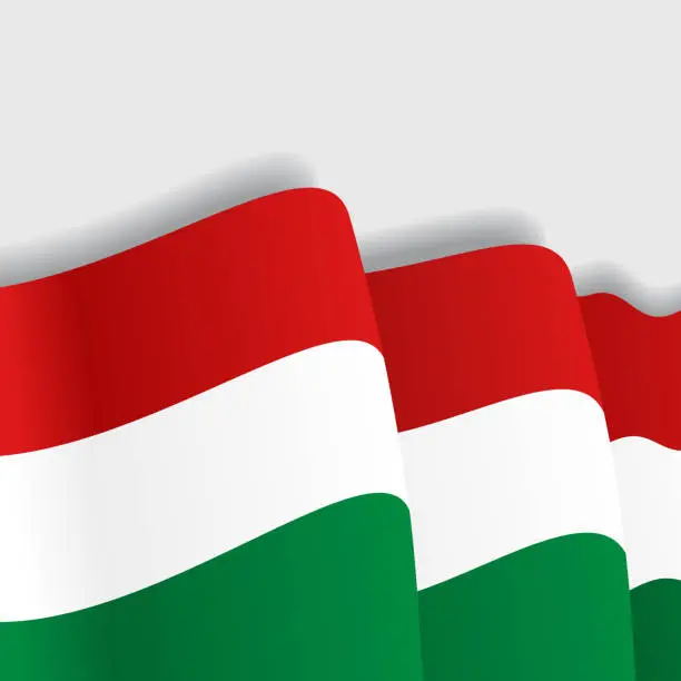 Vector illustration of Hungarian waving Flag. Vector illustration.