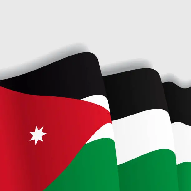 Vector illustration of Jordan waving Flag. Vector illustration.