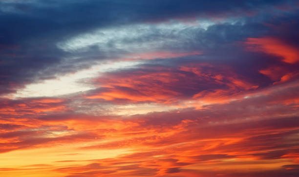 istock Fiery orange sunset sky. Beautiful sky. 613654572