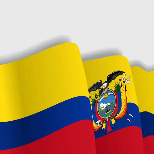 Vector illustration of Ecuadorian waving Flag. Vector illustration.