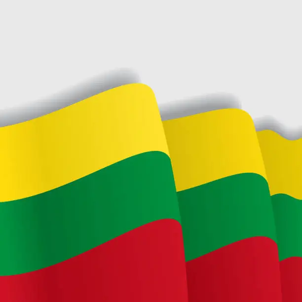 Vector illustration of Lithuanian waving Flag. Vector illustration.