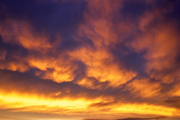 istock Beautiful stormy sunset sky. Cloudy abstract background. Sunset 613656318