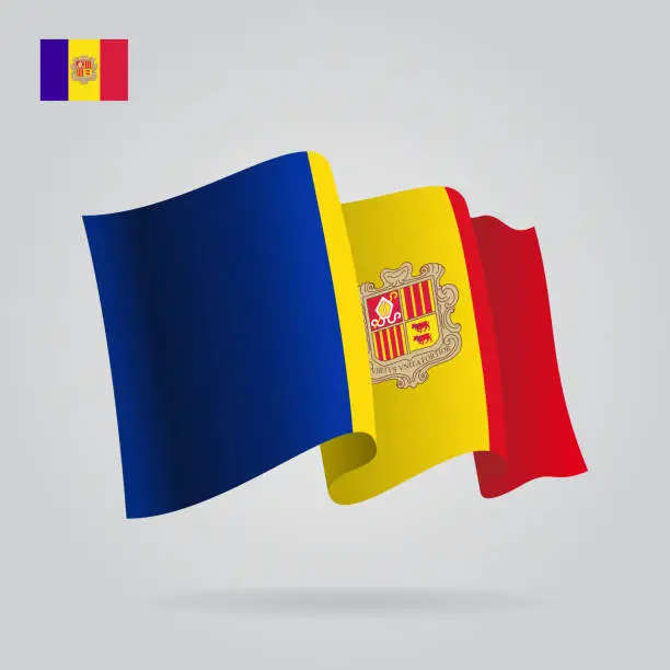 Vector illustration of Andorran waving Flag. Vector illustration.