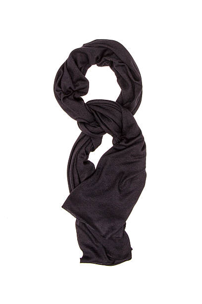 istock Black silk scarf on a white background 613657512