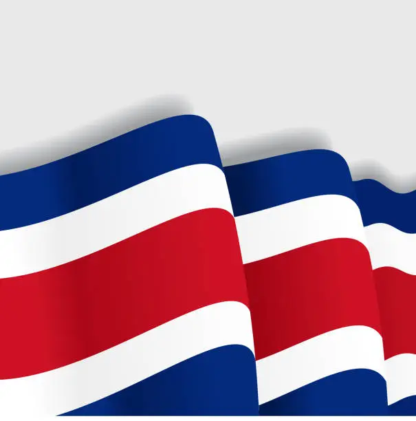 Vector illustration of Costa Rican waving Flag. Vector illustration.